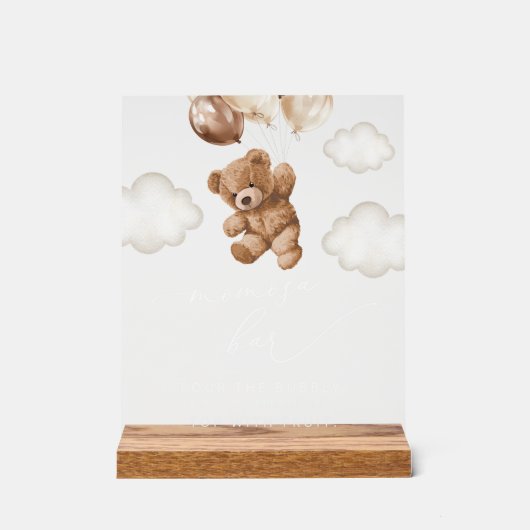 Teddybeer, Baby-Beer, bruine ballonnen, Momosa Bar Acryl Bord (Voorkant)