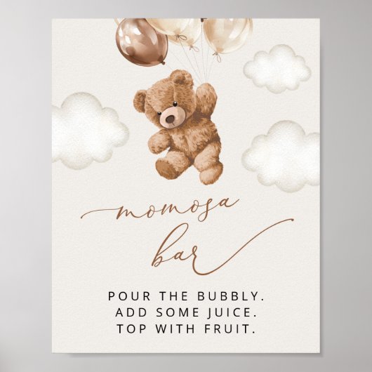 Teddybeer, Baby-Beer, bruine ballonnen, Momosa Bar Poster (Voorkant)
