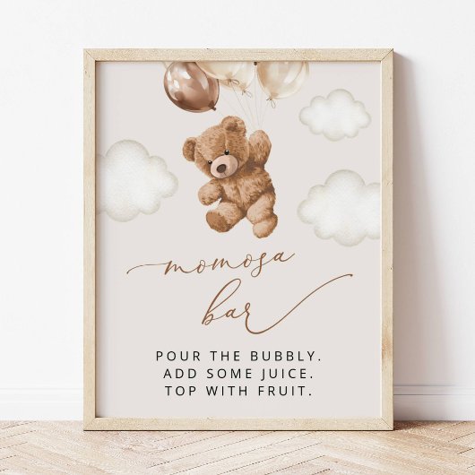 Teddybeer, Baby-Beer, bruine ballonnen, Momosa Bar Poster
