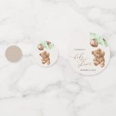 Teddybeer, Baby-Beer, groene ballonnen, Baby showe Confetti (Achterkanten)