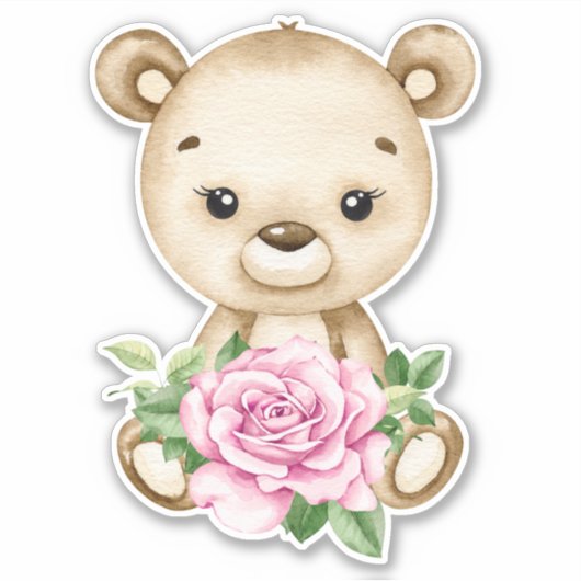 Teddybeer Baby Beer roze schattig dierlijke Sticke Sticker (Voorkant)