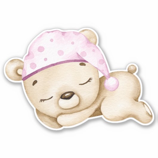 Teddybeer Baby Beer roze schattig dierlijke Sticke Sticker (Voorkant)