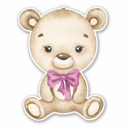 Teddybeer Baby Beer roze schattig dierlijke Sticke Sticker (Voorkant)
