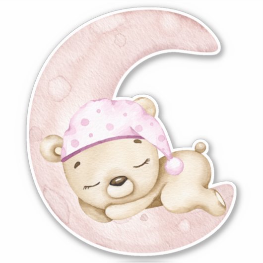 Teddybeer Baby Beer roze schattig dierlijke Sticke Sticker (Voorkant)