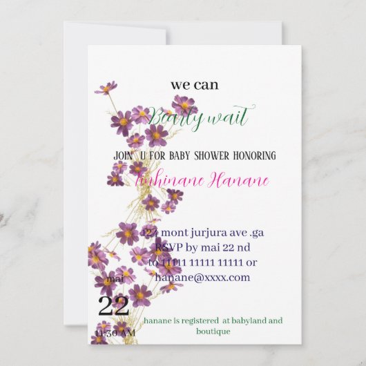 Teddybeer baby douche uitnodigingen (Voorkant)