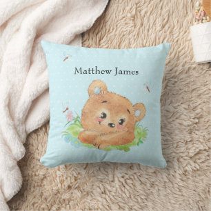 Teddybeer Baby Jongen Blauwe Dekens Kussen