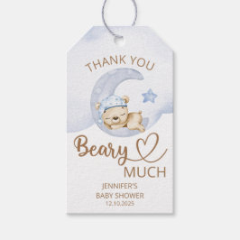 Teddybeer baby jongen Dank je beary veel Cadeaulabel
