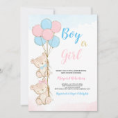 Teddybeer baby jongen meisje douche uitnodiging (Voorkant)