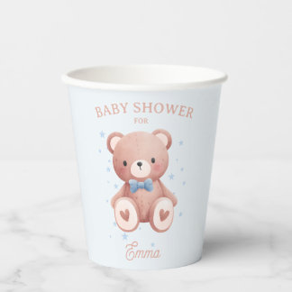 Teddybeer Baby Jongens Shower - Zachte Blauwe Ster Papieren Bekers