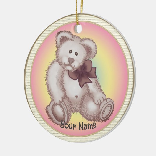Teddybeer baby keramisch ornament (Links)