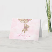 Teddybeer Baby Roze Bedankkaart (Voorkant)