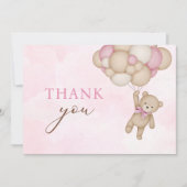 Teddybeer Baby Roze Bedankkaart (Voorkant)