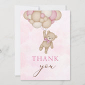 Teddybeer Baby Roze Bedankkaart (Voorkant)