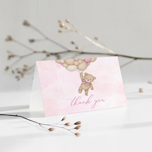 Teddybeer Baby Roze Bedankkaart
