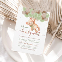 Teddybeer Baby Shower Ballonnen Uitnodiging