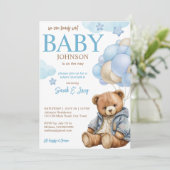 Teddybeer baby shower bearly wacht schattig teddy kaart (Staand voorkant)