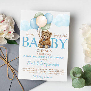 Teddybeer baby shower bearly wacht schattig teddy kaart