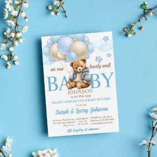Teddybeer baby shower bearly wacht schattig teddy kaart