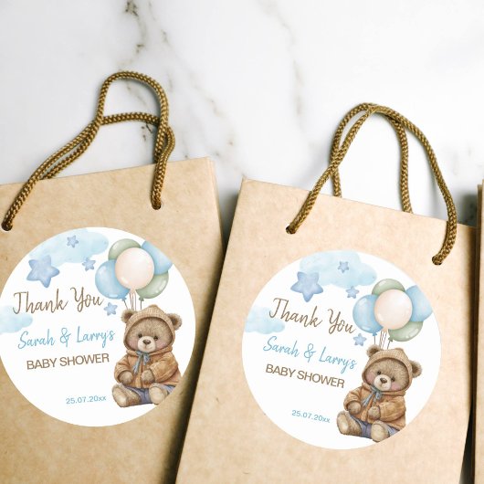 Teddybeer baby shower bearly wachten dank u ronde sticker