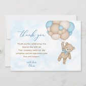 Teddybeer Baby Shower Bedankkaart (Voorkant)