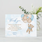 Teddybeer Baby Shower Bedankkaart (Staand voorkant)