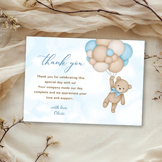 Teddybeer Baby Shower Bedankkaart