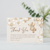 Teddybeer Baby Shower Bedankkaart (Staand voorkant)