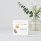 Teddybeer baby shower beer met ballonnen informatiekaartje (Staand voorkant)