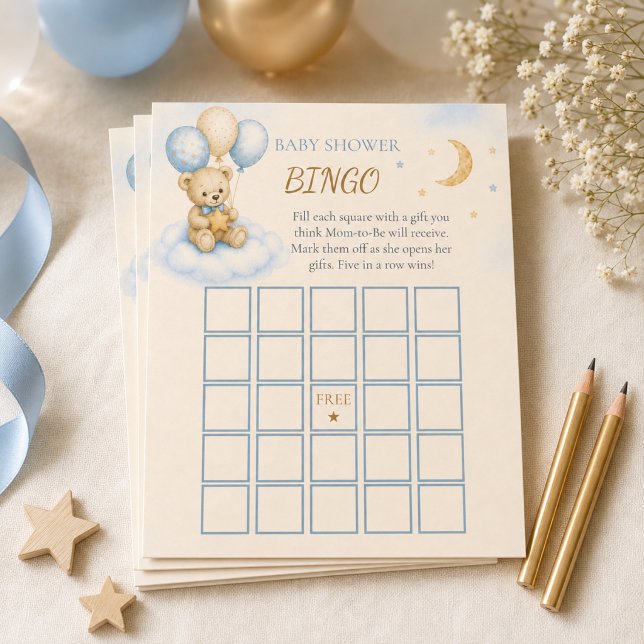 Teddybeer Baby Shower Bingo Spel (Teddy Bear Baby Shower Bingo Game)