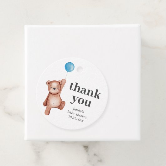Teddybeer Baby shower blauw Bedankjes Labels (In situ)
