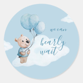 Teddybeer Baby shower blauw Ronde Sticker