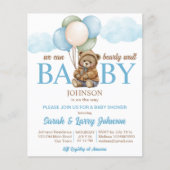 Teddybeer baby shower budget uitnodigen bearly wac (Voorkant)