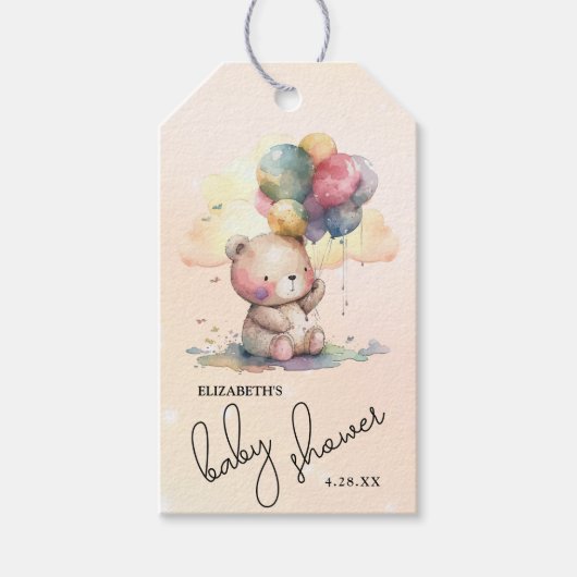 Teddybeer Baby Shower Cadeaulabel (Voorkant)