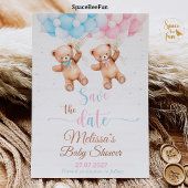 Teddybeer Baby shower Gender Reveal Save the date Kaart