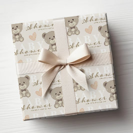 Teddybeer BABY SHOWER Genderneutraal Cadeaupapier
