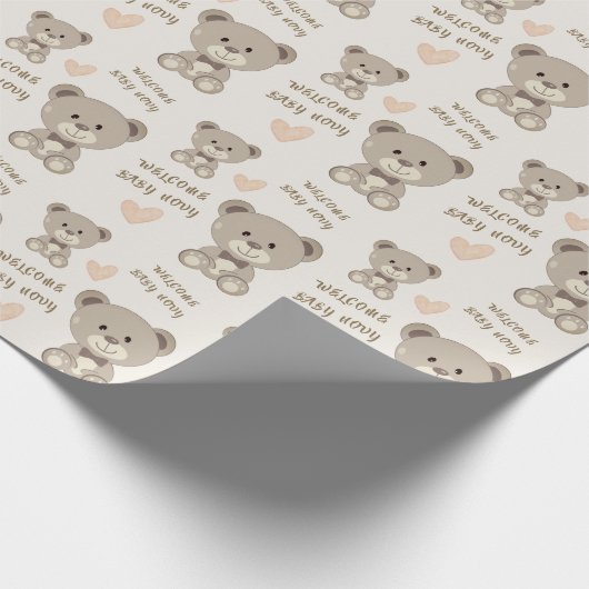 Teddybeer BABY SHOWER genderneutraal (Custom) Cadeaupapier (Hoek)