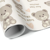 Teddybeer BABY SHOWER genderneutraal (Custom) Cadeaupapier (Rol Hoek)