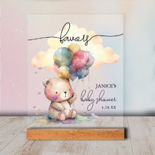 Teddybeer Baby shower gunsten Acryl Bord