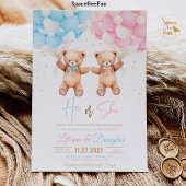 Teddybeer baby shower Hij of Zij Geslacht Onthulle Kaart