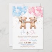 Teddybeer baby shower Hij of Zij Geslacht Onthulle Kaart (Voorkant)