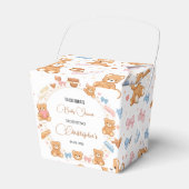 Teddybeer baby shower jongen | Knuffige blauwe bee Bedankdoosjes (Voorkant Zijde)