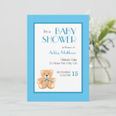 Teddybeer Baby Shower Kaart (Staand voorkant)