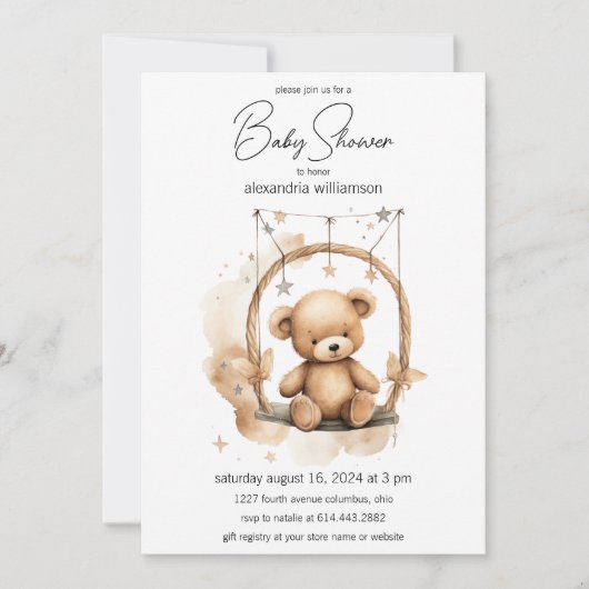  teddybeer Baby shower Kaart (Voorkant)