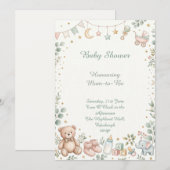 Teddybeer Baby Shower Kaart (Voorkant / Achterkant)