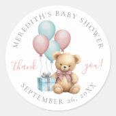 Teddybeer Baby Shower Klassieke Ronde Sticker (Voorkant)