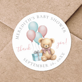 Teddybeer Baby Shower Klassieke Ronde Sticker