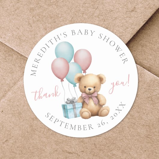 Teddybeer Baby Shower Klassieke Ronde Sticker