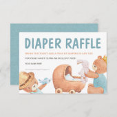 Teddybeer Baby Shower Luier Raffel Ticket Kaart (Voorkant / Achterkant)
