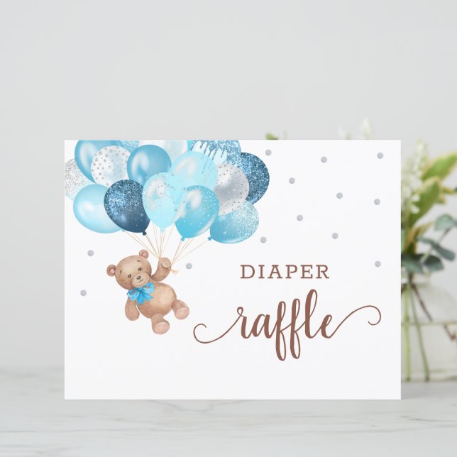 Teddybeer Baby Shower Luier Raffle Spel  (Staand voorkant)