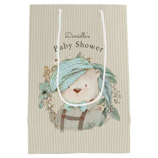  teddybeer Baby shower Medium Cadeauzakje (Achterkant)